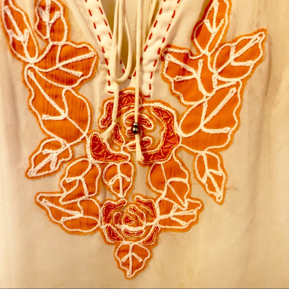 Neutral / Tan / Orange / Red Beaded Shirt - Medium - Picture 3 of 4